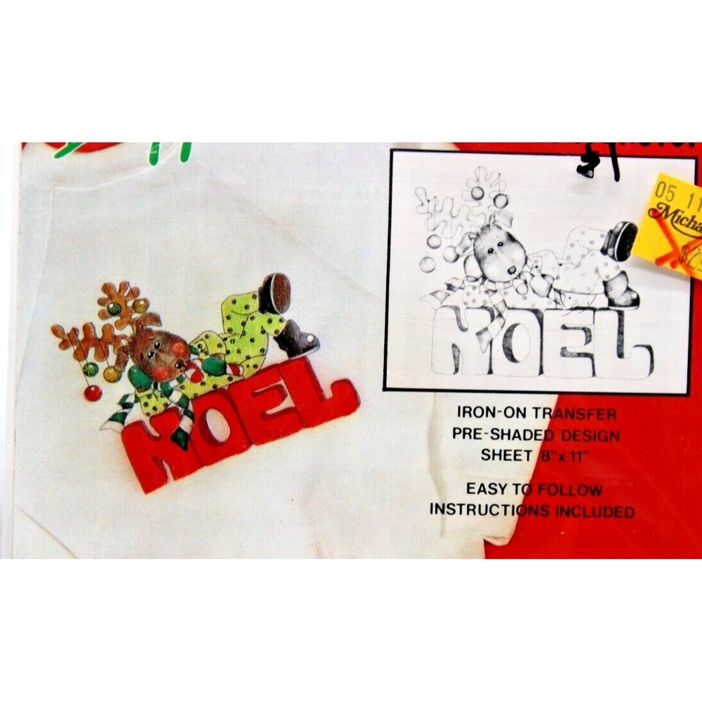Pre-Shaded Christmas Transfers Lot Of 4 NEW DIZZLE Cactus Reindeer Bunny VTG NEW - Picture 2 of 9